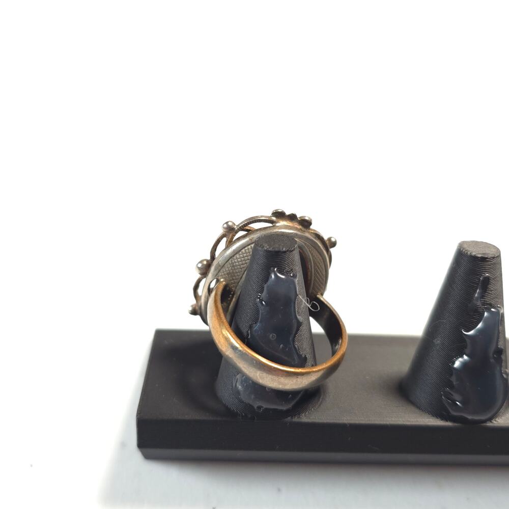 Vintage Unsigned Silver Tone Chunky Ring Statemen… - image 7